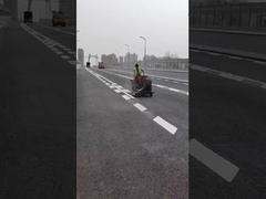 Pushing thermoplastic road marking machine boosted with seat